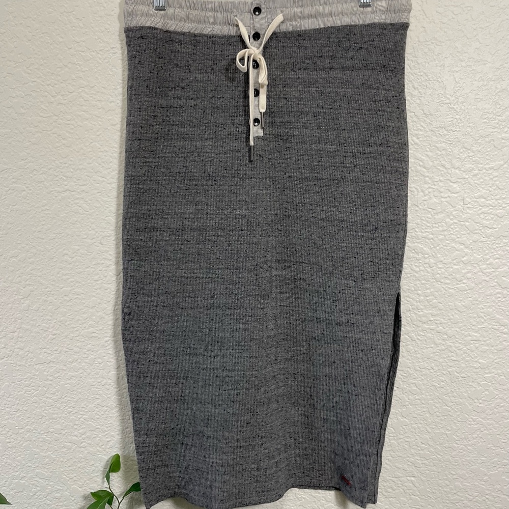 n:PHILANTHROPY Charcoal Midi Skirt with Cream Drawstring Waist | Lounge Casual